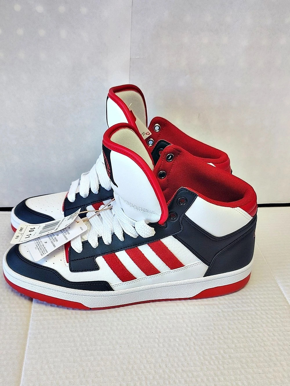 adidas High Top Sneakers White & Red US 10.5 NWT